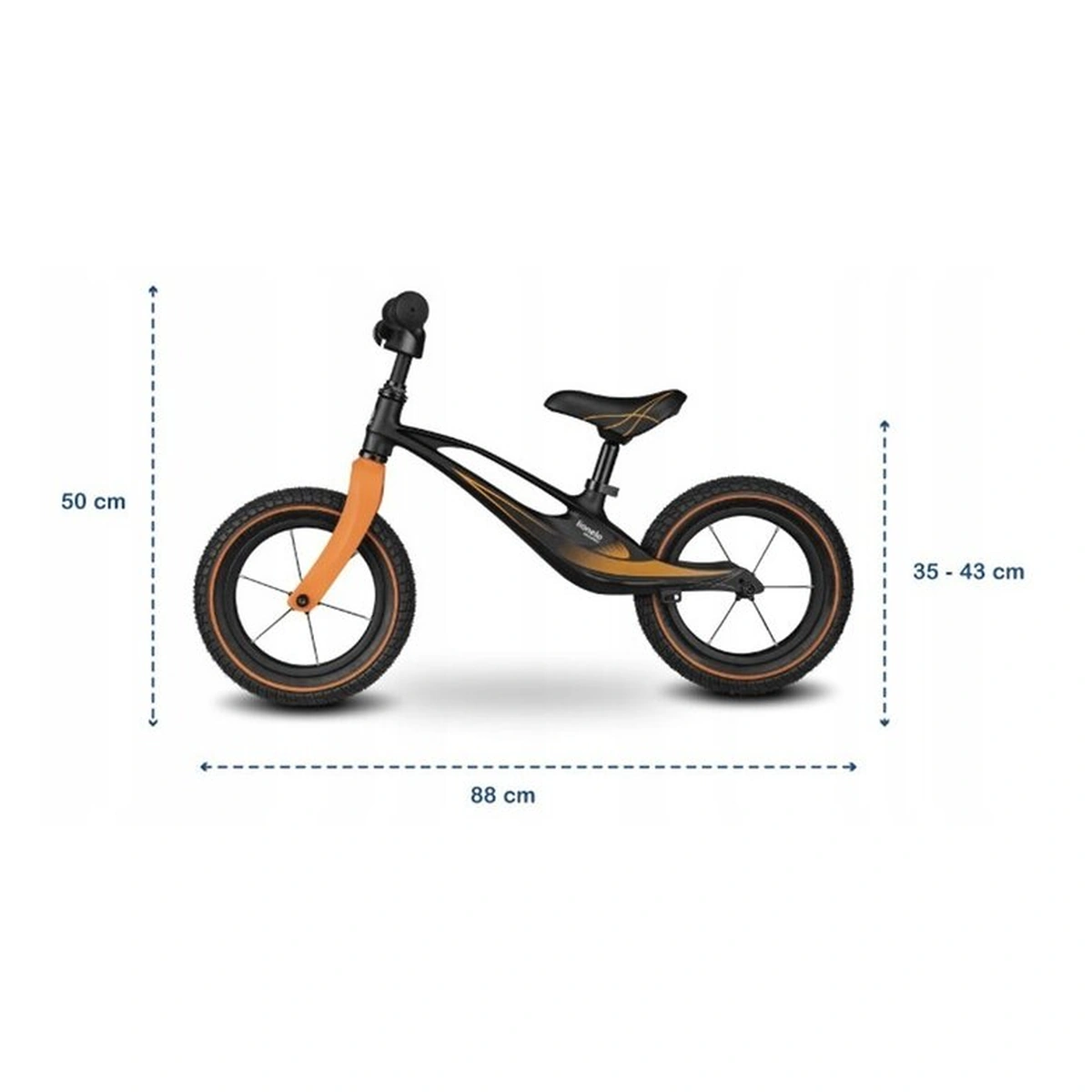Lionelo - Bicicleta usoara Bart Air, Fara pedale, Cu roti gonflabile, Cu cadru din magneziu, Cu ghidon si sa reglabile, Greutate 3.8 Kg, 12 inch, Conform cu standardul european de securitate EN71, Neg [12]