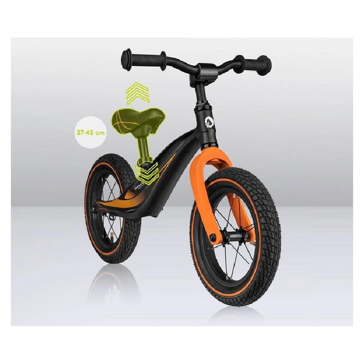 Lionelo - Bicicleta usoara Bart Air, Fara pedale, Cu roti gonflabile, Cu cadru din magneziu, Cu ghidon si sa reglabile, Greutate 3.8 Kg, 12 inch, Conform cu standardul european de securitate EN71, Neg [19]
