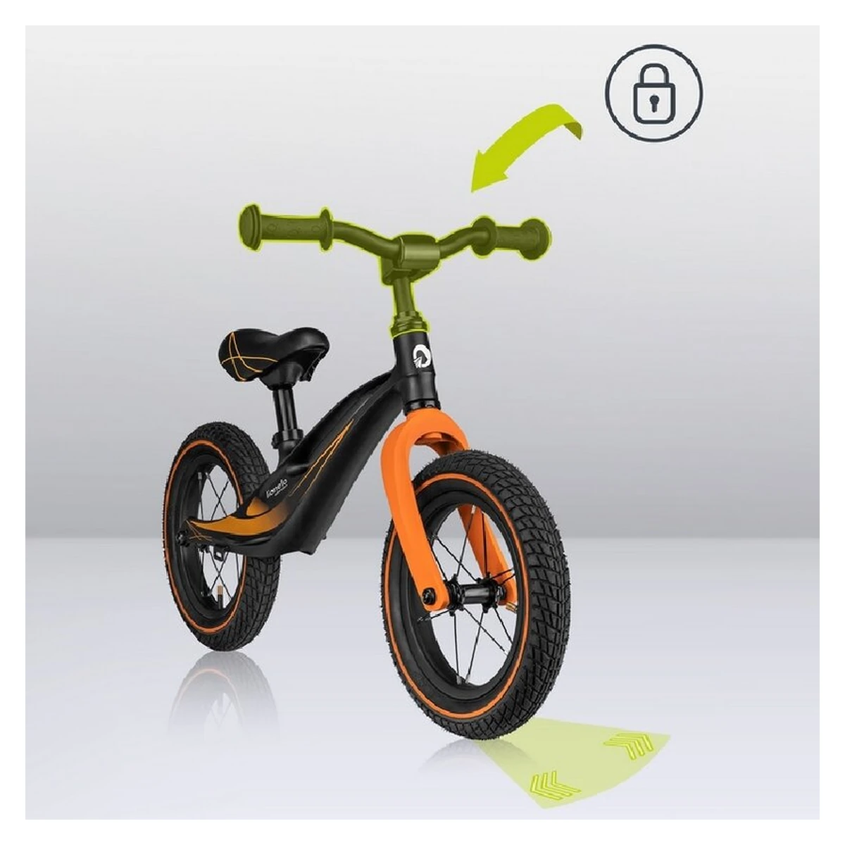 Lionelo - Bicicleta usoara Bart Air, Fara pedale, Cu roti gonflabile, Cu cadru din magneziu, Cu ghidon si sa reglabile, Greutate 3.8 Kg, 12 inch, Conform cu standardul european de securitate EN71, Neg [17]