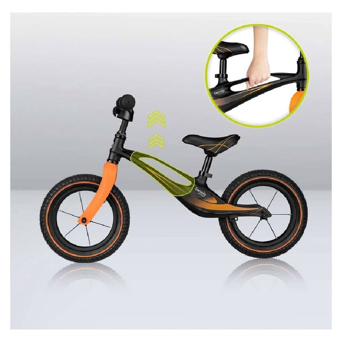 Lionelo - Bicicleta usoara Bart Air, Fara pedale, Cu roti gonflabile, Cu cadru din magneziu, Cu ghidon si sa reglabile, Greutate 3.8 Kg, 12 inch, Conform cu standardul european de securitate EN71, Neg [14]