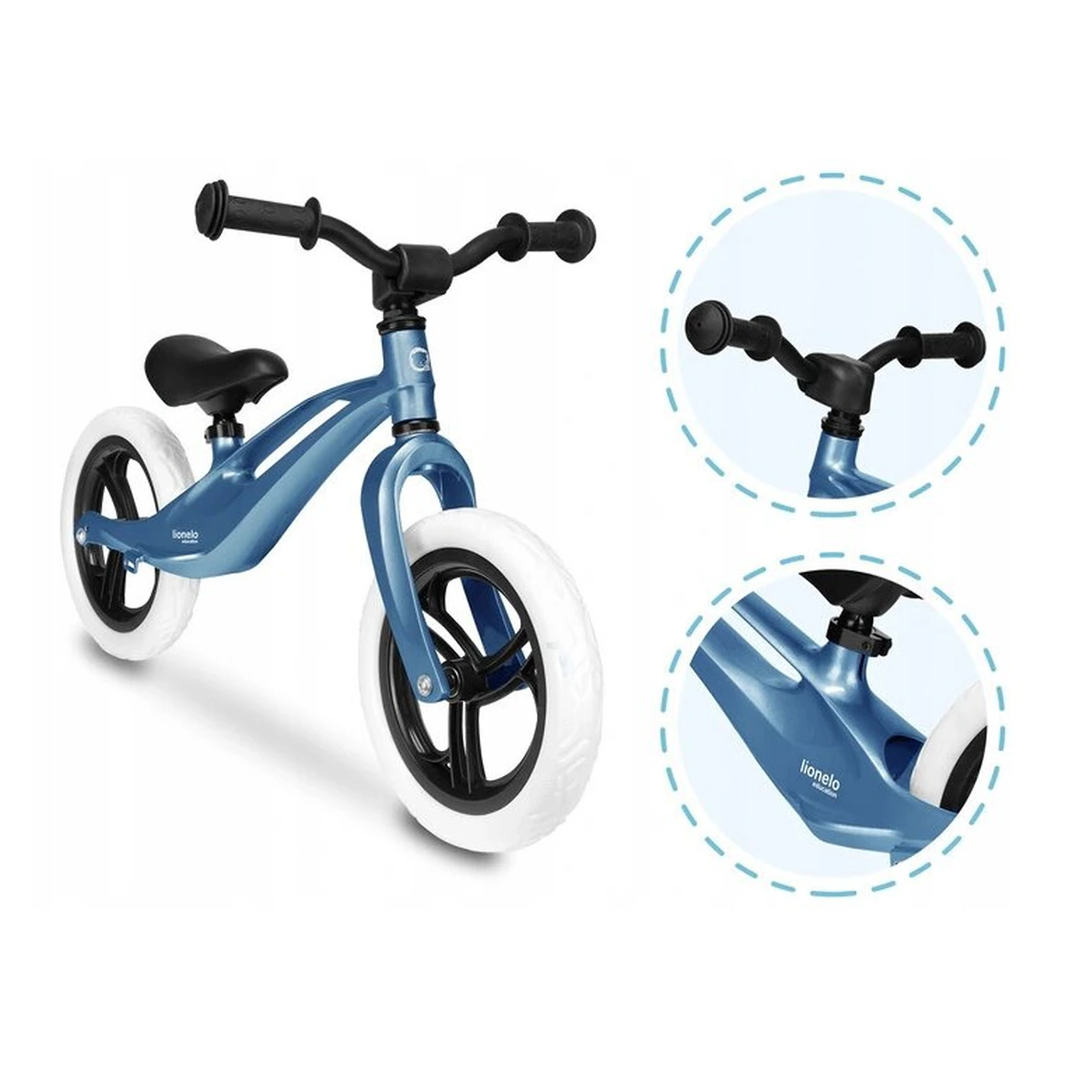 Lionelo - Bicicleta usoara Bart, Fara pedale, Cu cadru din magneziu, Cu ghidon si sa reglabile, Greutate 3 Kg, 12 inch, Conform cu standardul european de securitate EN71, Sky Blue [5]