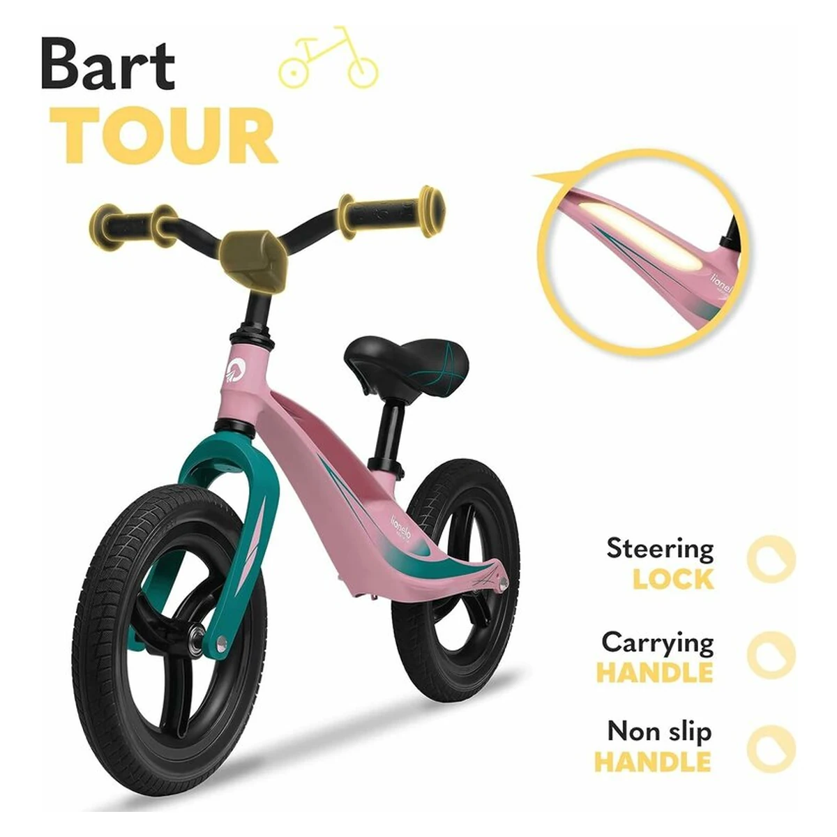 Bicicleta usoara Bart Tour, Fara pedale, Cu cadru din magneziu, Cu ghidon si sa reglabile, Greutate 3.8 Kg, 12 inch [21]