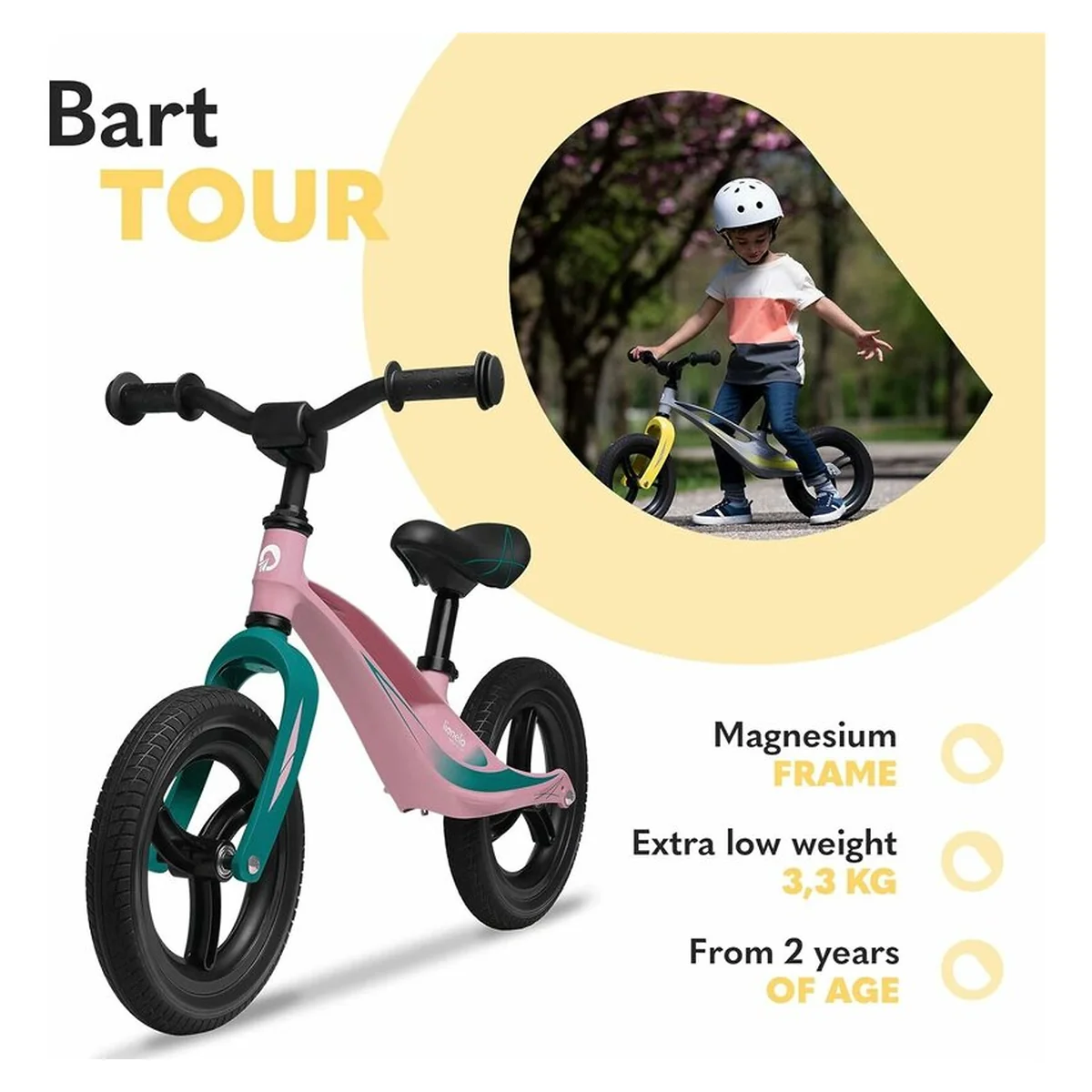 Bicicleta usoara Bart Tour, Fara pedale, Cu cadru din magneziu, Cu ghidon si sa reglabile, Greutate 3.8 Kg, 12 inch [18]