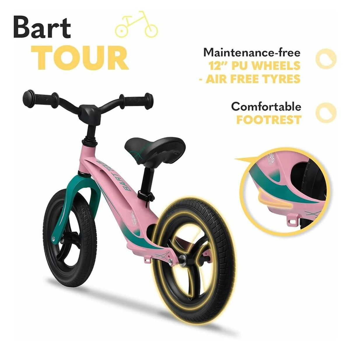 Bicicleta usoara Bart Tour, Fara pedale, Cu cadru din magneziu, Cu ghidon si sa reglabile, Greutate 3.8 Kg, 12 inch [19]