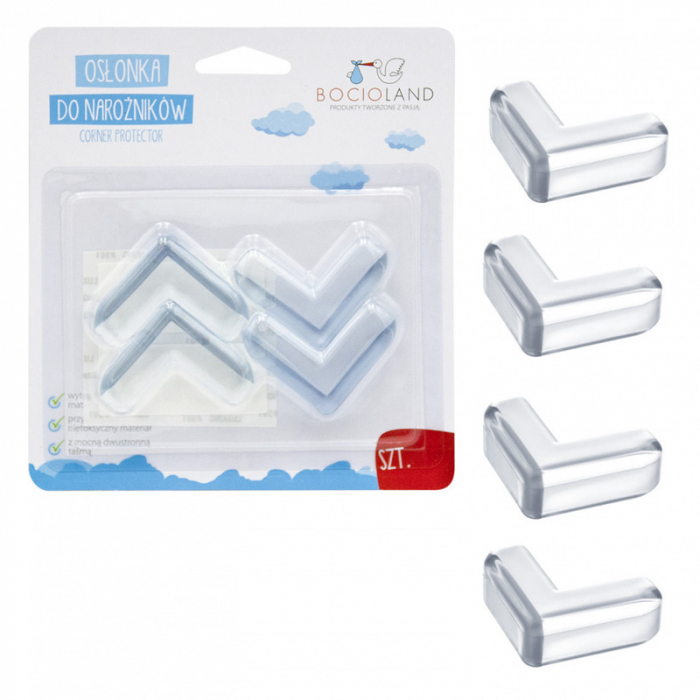 Set 4 protectii colturi, Cu banda adeziva pentru montare usoara, Din silicon flexibil, Transparent [2]