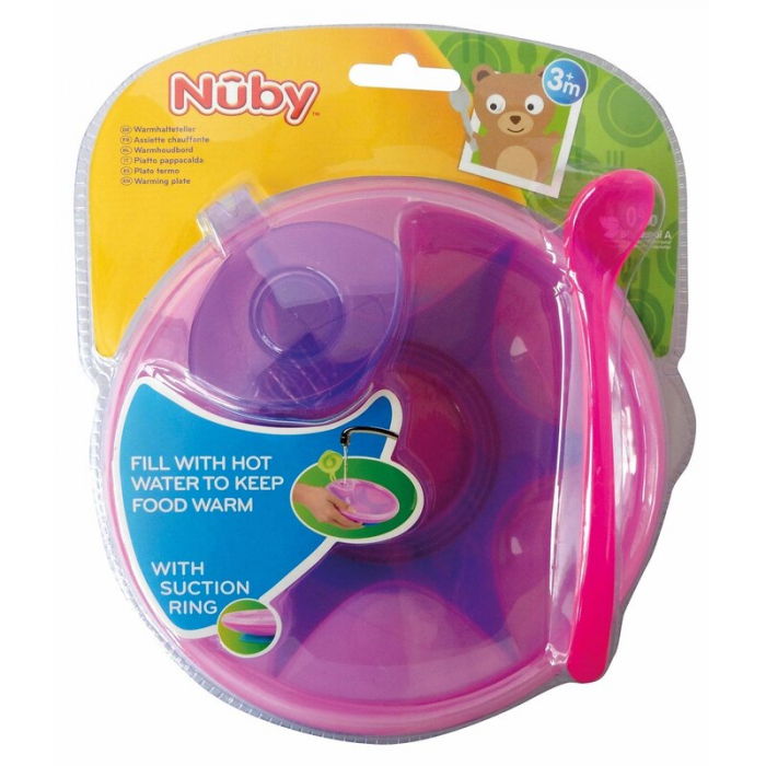 Bol, Nuby, Cu ventuza, rezervor si lingura, mentine alimentele calde, 400 ml, Pink [2]