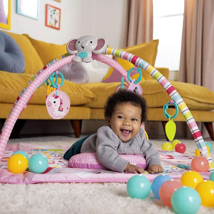 Salteluta de activitati 5 in 1 Gym & Ball Pit Rainbow Tropics [4]