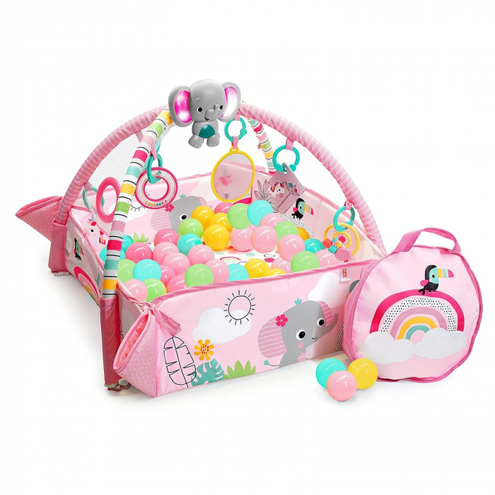 Salteluta de activitati 5 in 1 Gym & Ball Pit Rainbow Tropics [8]