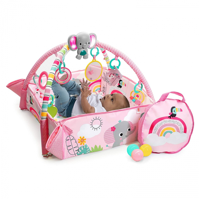 Salteluta de activitati 5 in 1 Gym & Ball Pit Rainbow Tropics [3]