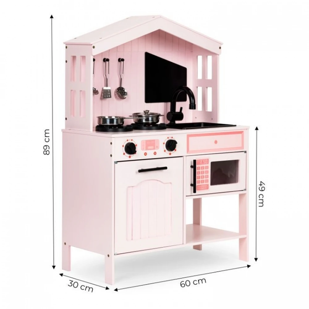 Bucatarie din lemn cu accesorii Ecotoys - Roz [8]