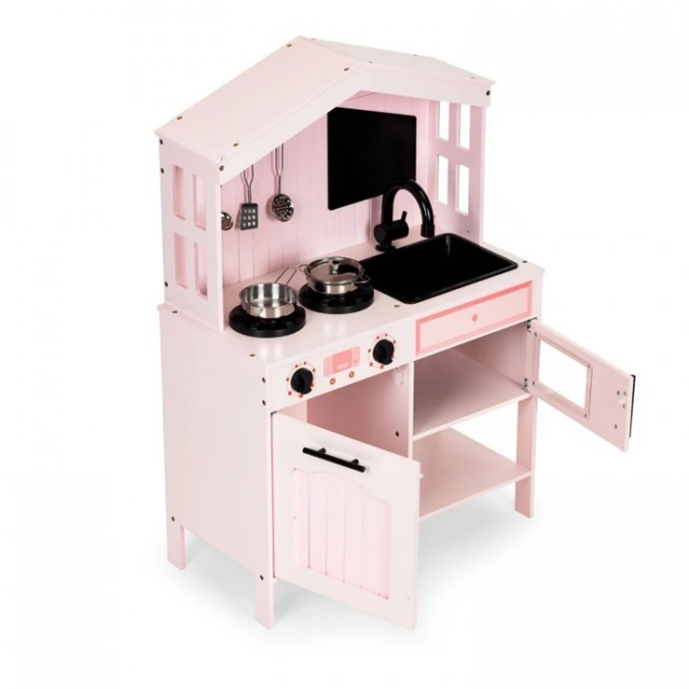 Bucatarie din lemn cu accesorii Ecotoys - Roz [4]