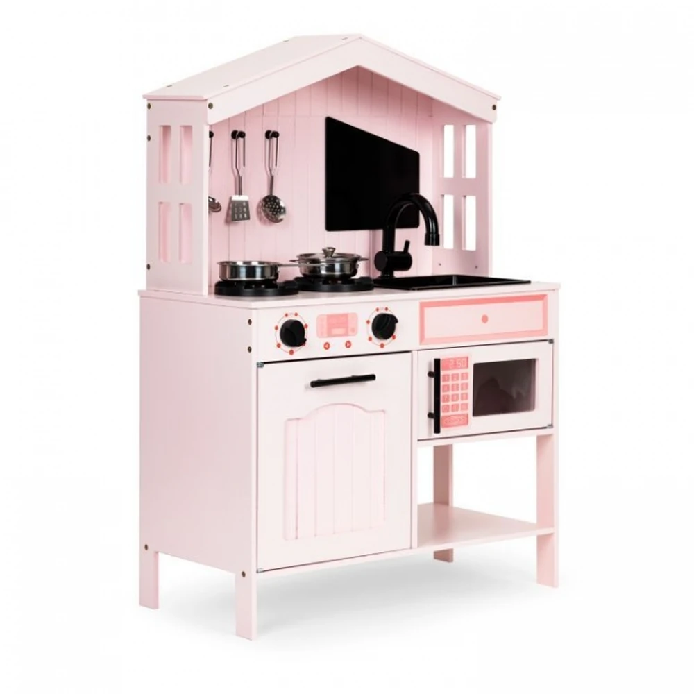 Bucatarie din lemn cu accesorii Ecotoys - Roz [1]