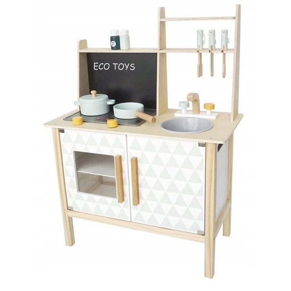 Bucatarie din lemn cu tabla pentru retete - Ecotoys [1]