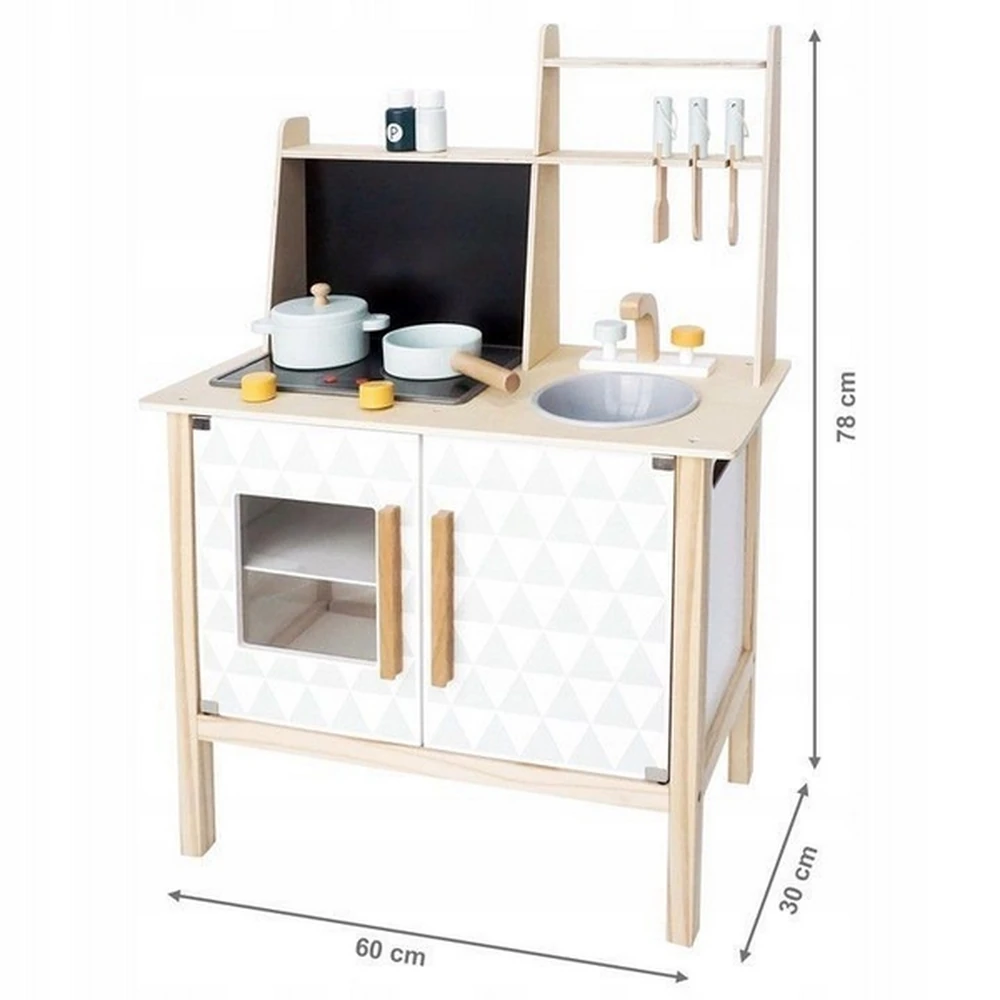 Bucatarie din lemn cu tabla pentru retete - Ecotoys [2]