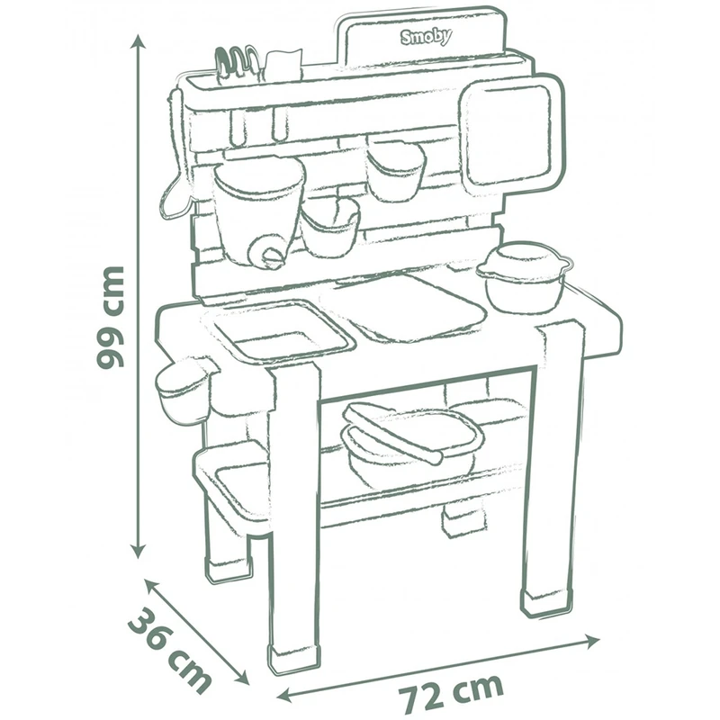 Bucatarie Smoby Mud Kitchen cu 15 accesorii [3]