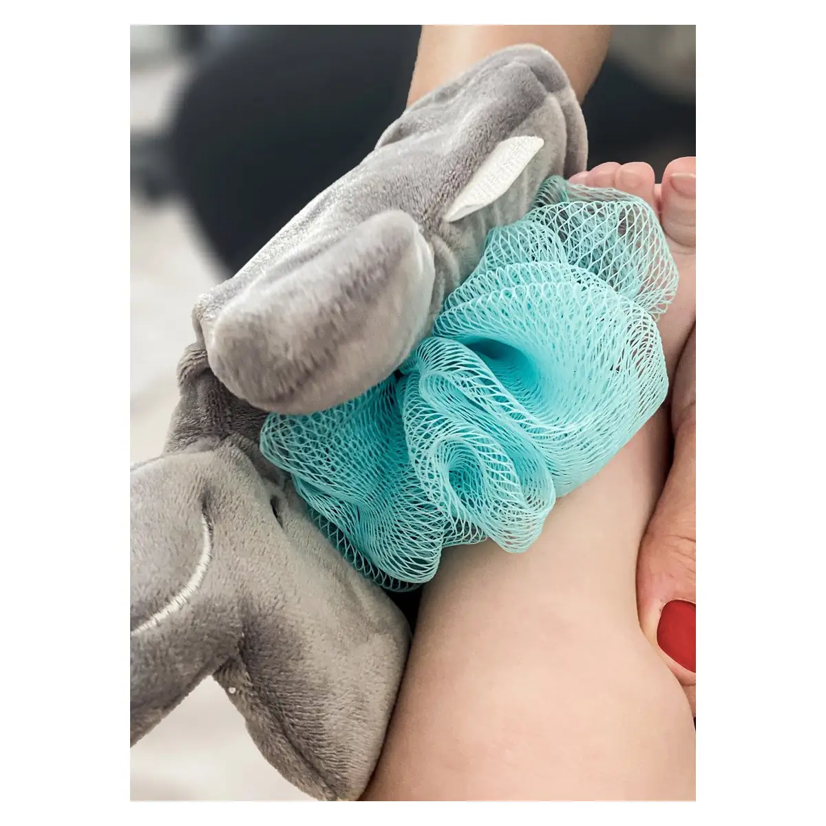 Buretel de baie tip manusa Elefantel Gri, 9x11 cm, BabyJem [2]