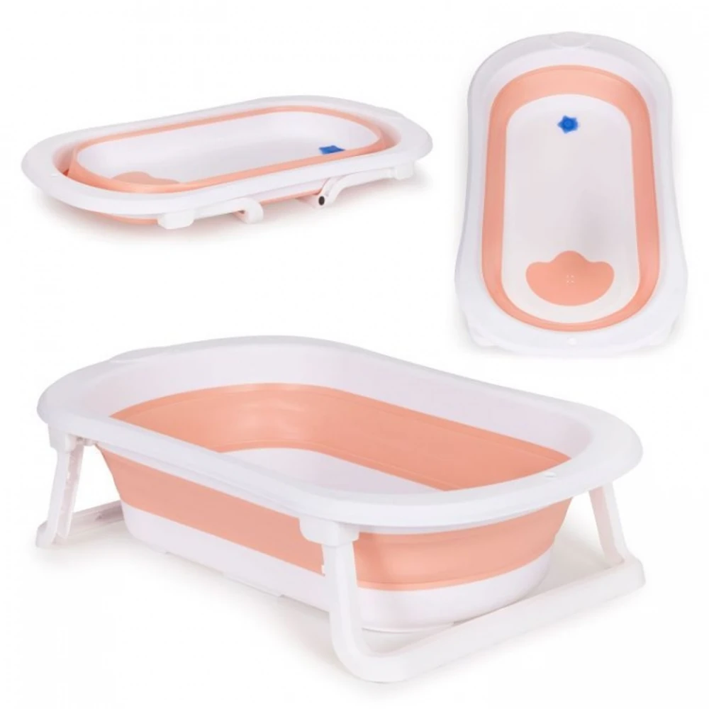 Cadita de baie pliabila cu dop de scurgere, Ecotoys - Roz [1]