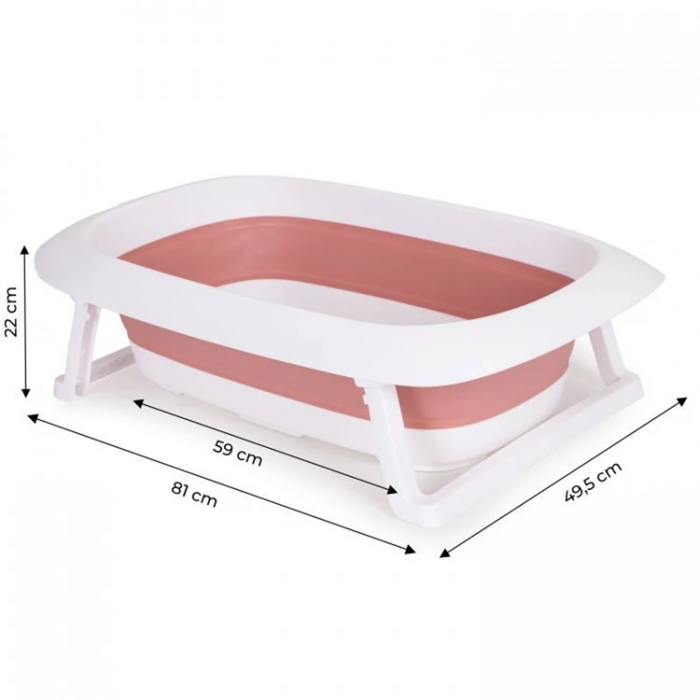 Cadita de baie pliabila cu dop de scurgere, Ecotoys - Roz [6]
