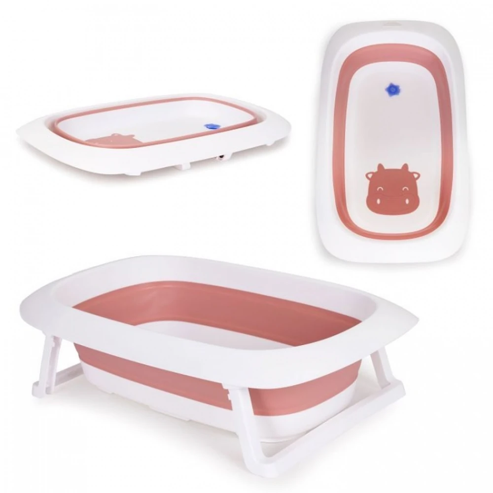 Cadita de baie pliabila cu dop de scurgere, Ecotoys - Roz [1]