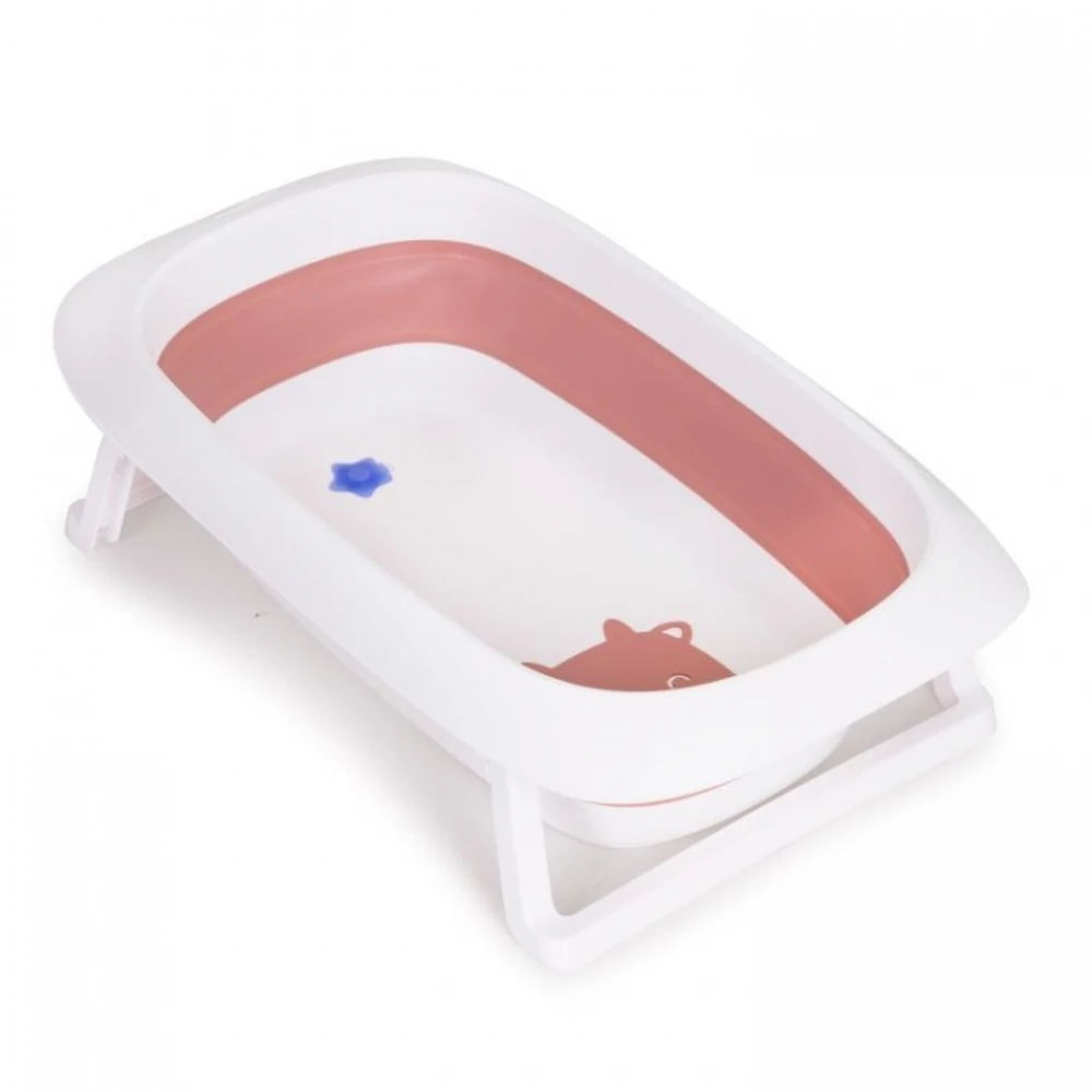 Cadita de baie pliabila cu dop de scurgere, Ecotoys - Roz [3]