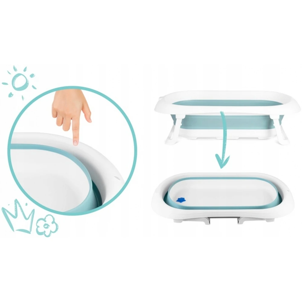 Cadita de baie pliabila cu dop de scurgere, Ricokids - Albastru [2]