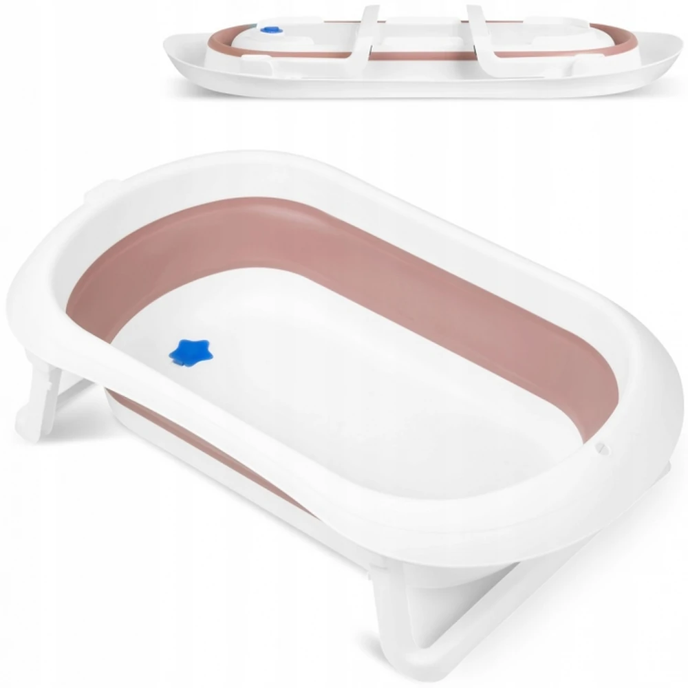 Cadita de baie pliabila cu dop de scurgere, Ricokids - Roz [1]
