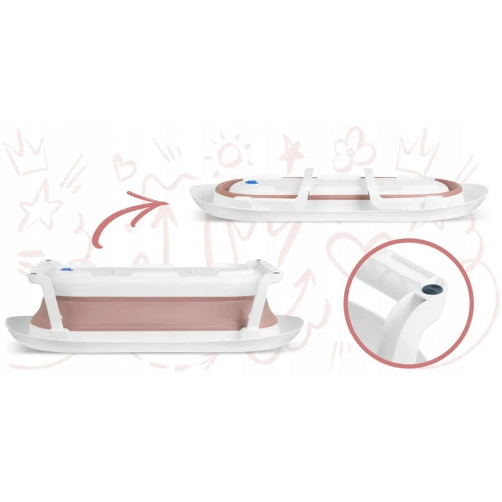 Cadita de baie pliabila cu dop de scurgere, Ricokids - Roz [3]