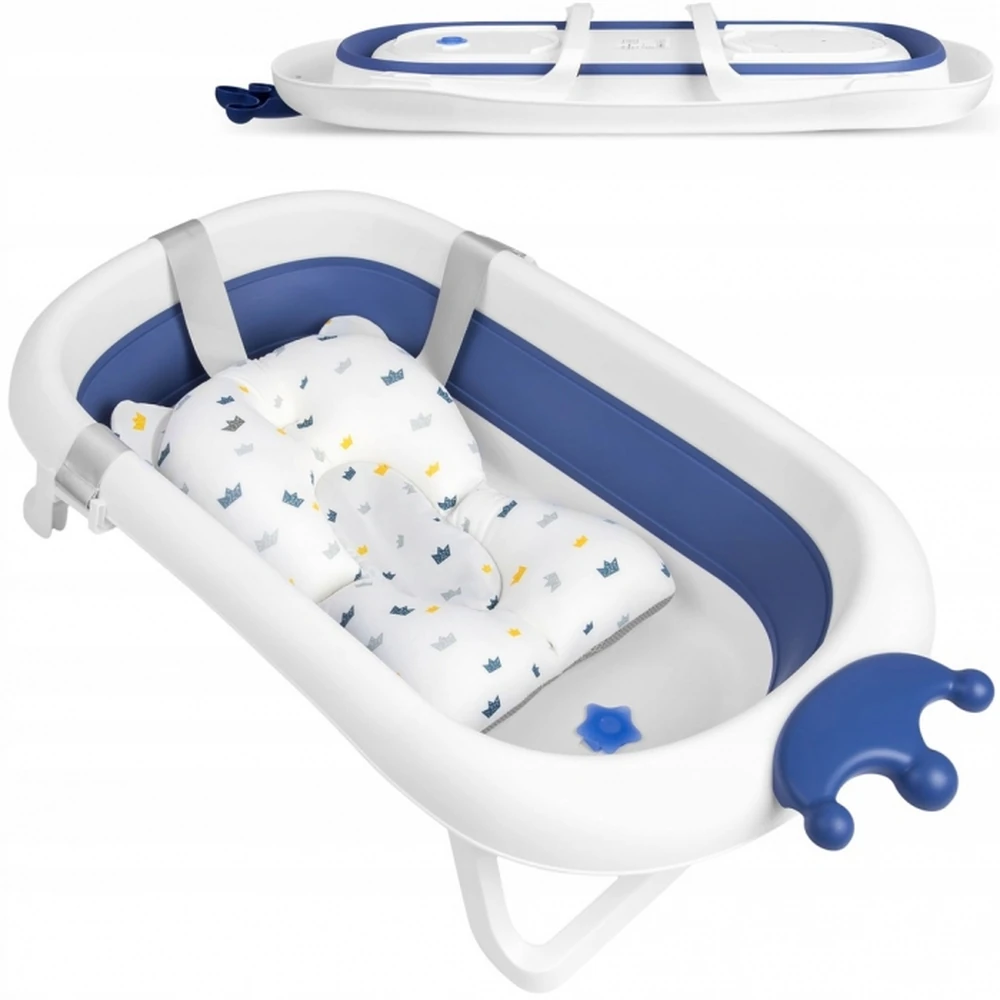 Cadita de baie pliabila, cu dop de scurgere si pernita inclusa Ricokids - Albastru [1]