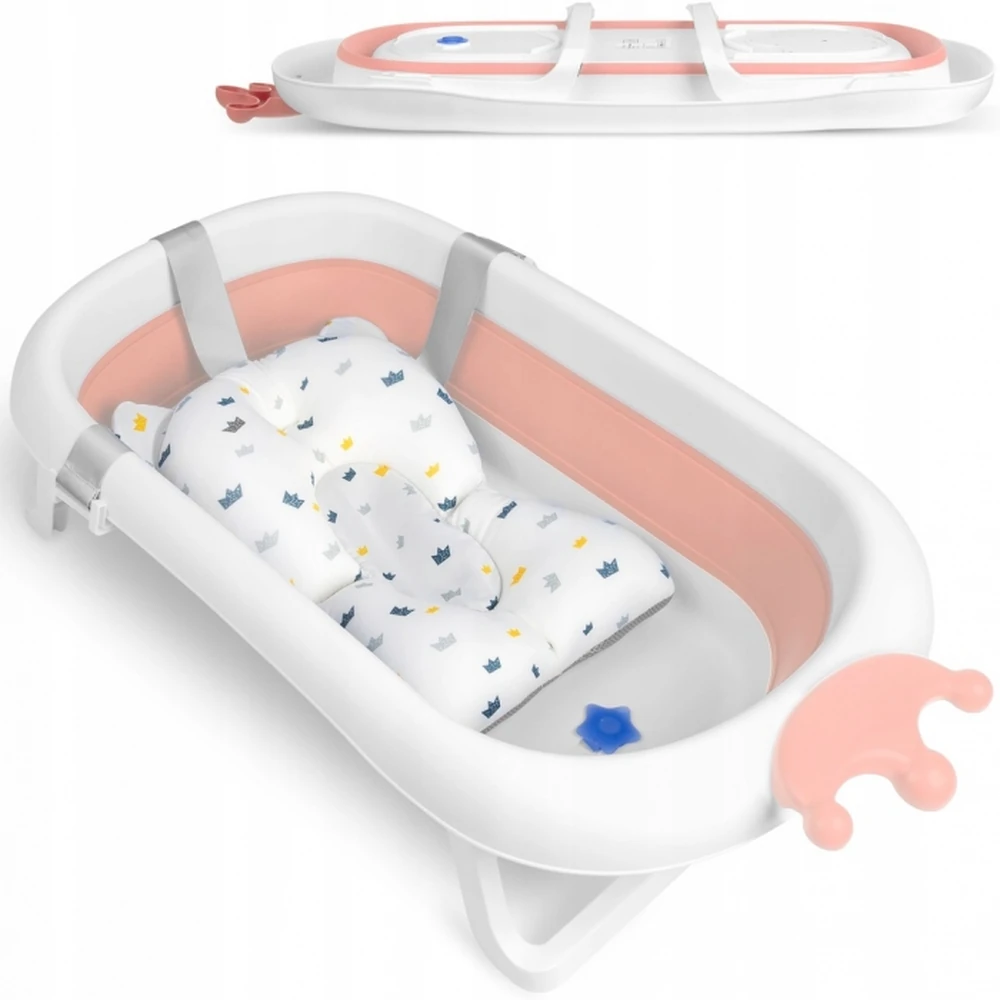 Cadita de baie pliabila, cu dop de scurgere si pernita inclusa Ricokids - Roz [1]