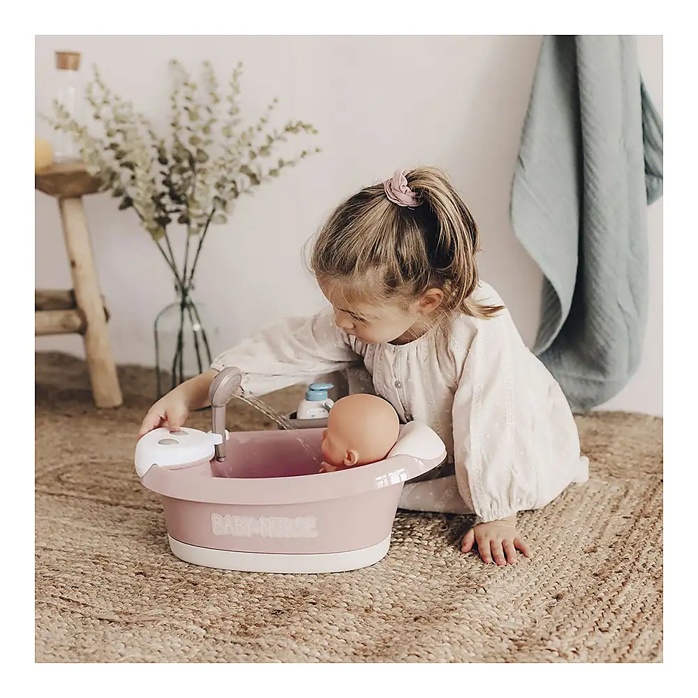 Cadita pentru papusa Smoby Baby Nurse Baleno Bath roz cu accesorii [8]