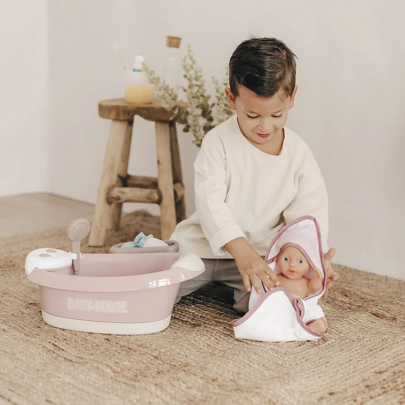 Cadita pentru papusa Smoby Baby Nurse Baleno Bath roz cu accesorii [6]