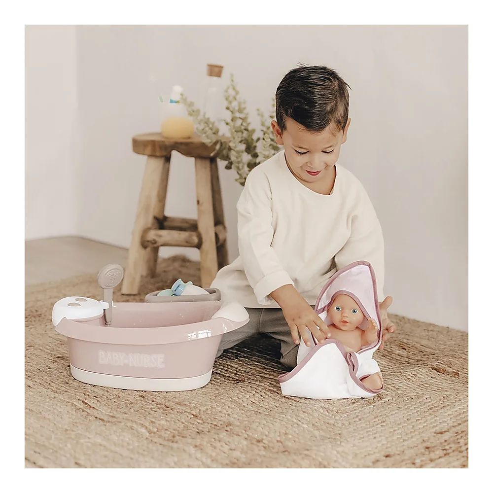 Cadita pentru papusa Smoby Baby Nurse Baleno Bath roz cu accesorii [10]