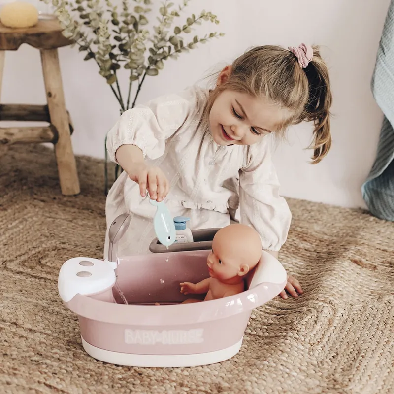 Cadita pentru papusa Smoby Baby Nurse Baleno Bath roz cu accesorii [9]