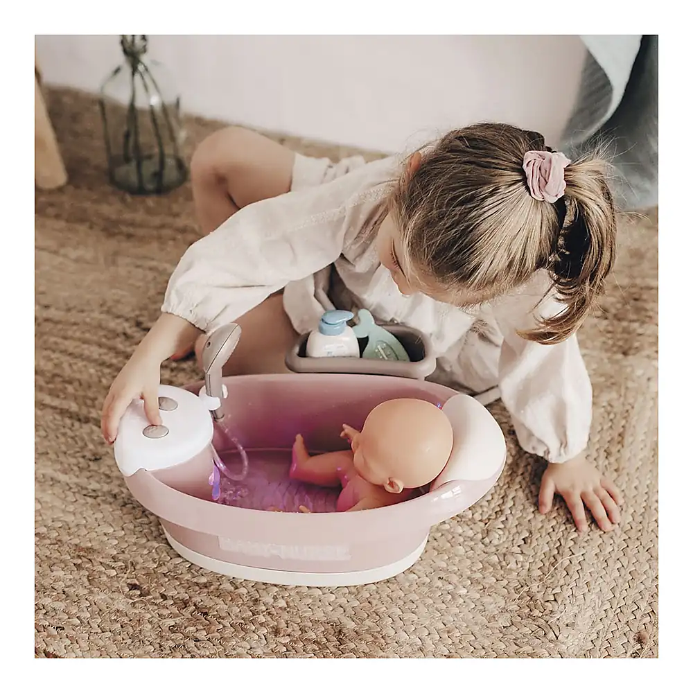 Cadita pentru papusa Smoby Baby Nurse Baleno Bath roz cu accesorii [7]