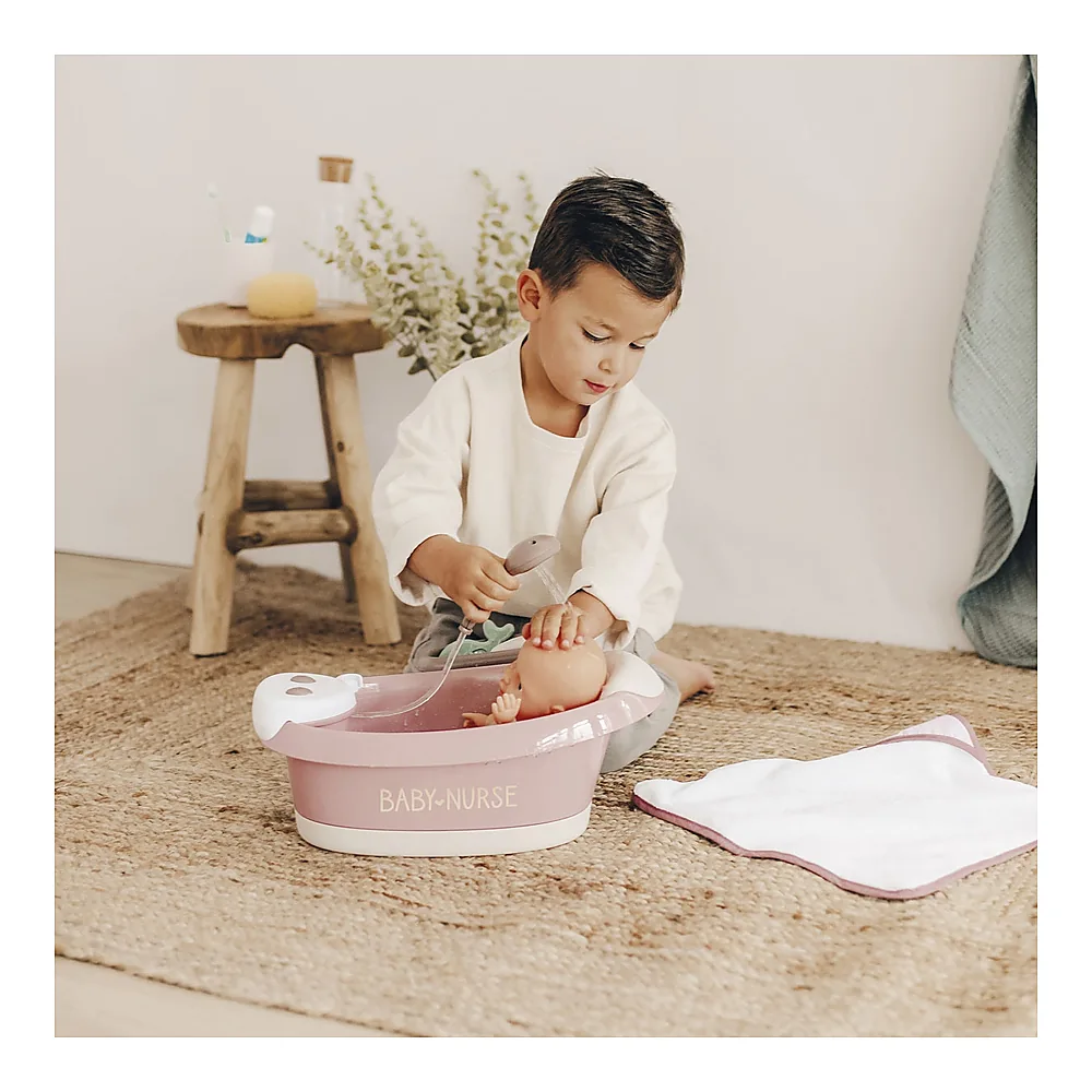 Cadita pentru papusa Smoby Baby Nurse Baleno Bath roz cu accesorii [9]