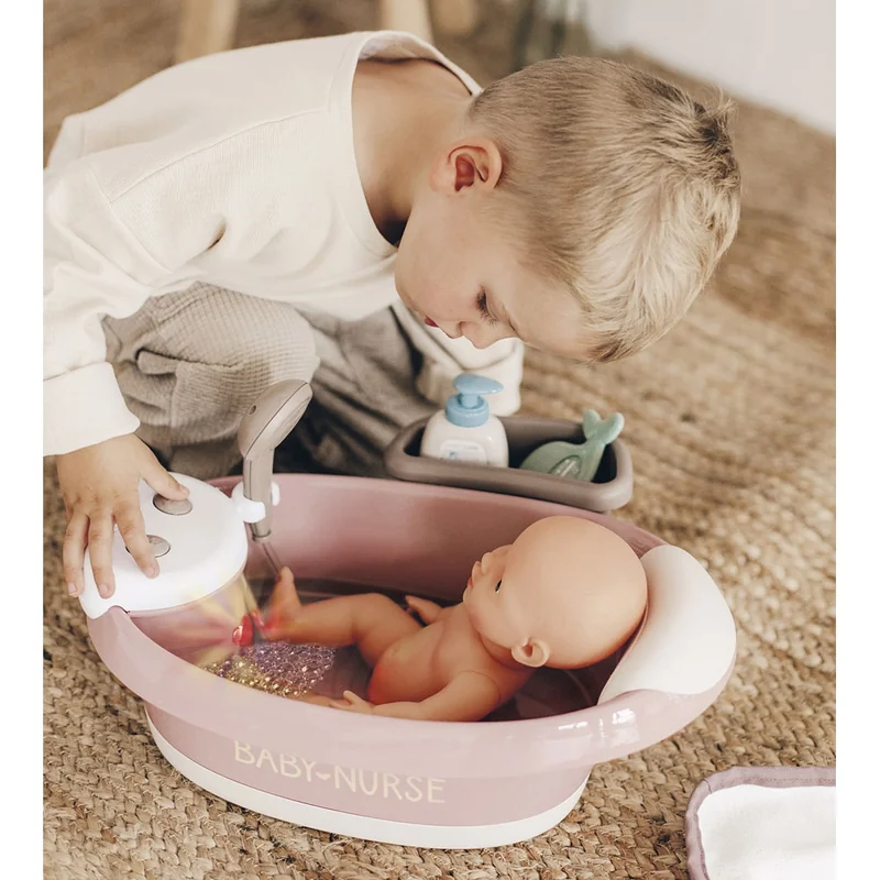Cadita pentru papusa Smoby Baby Nurse Baleno Bath roz cu accesorii [7]