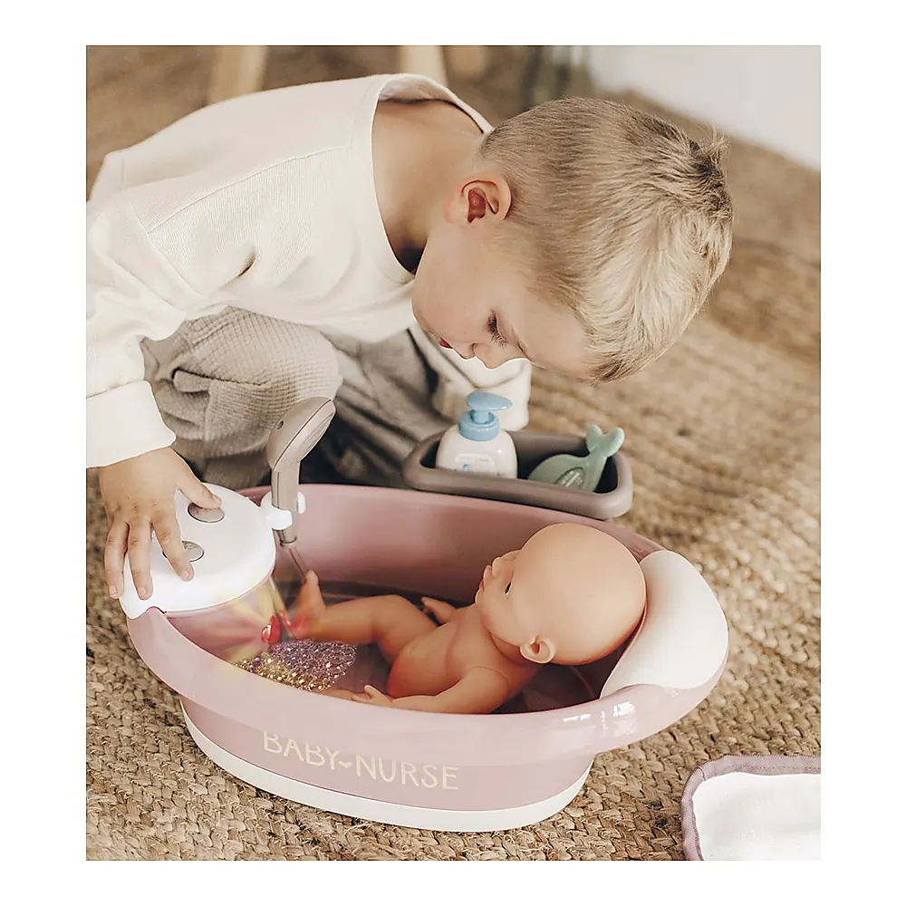 Cadita pentru papusa Smoby Baby Nurse Baleno Bath roz cu accesorii [11]