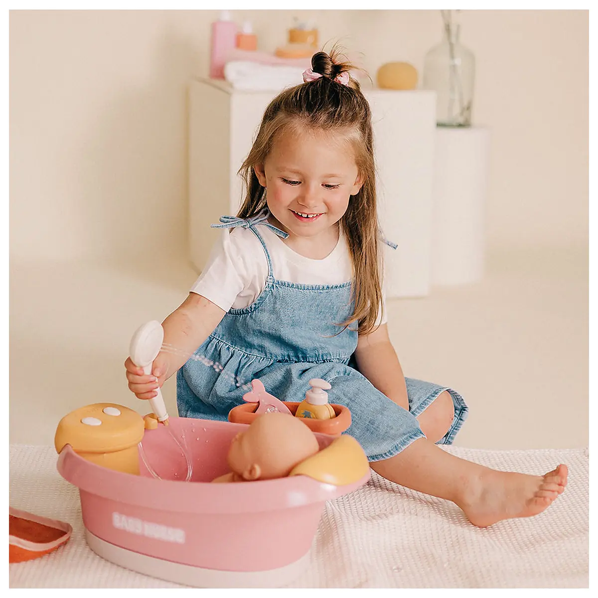 Cadita pentru papusa Smoby Baby Nurse Balneo Bath roz cu 3 accesorii [5]