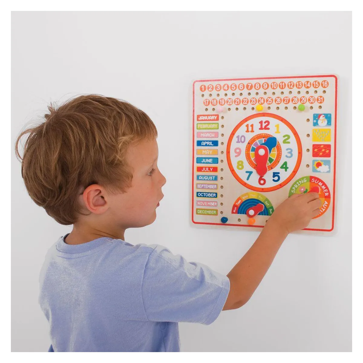 Plansa educativa lemn copii cu ceas si anotimpuri [7]