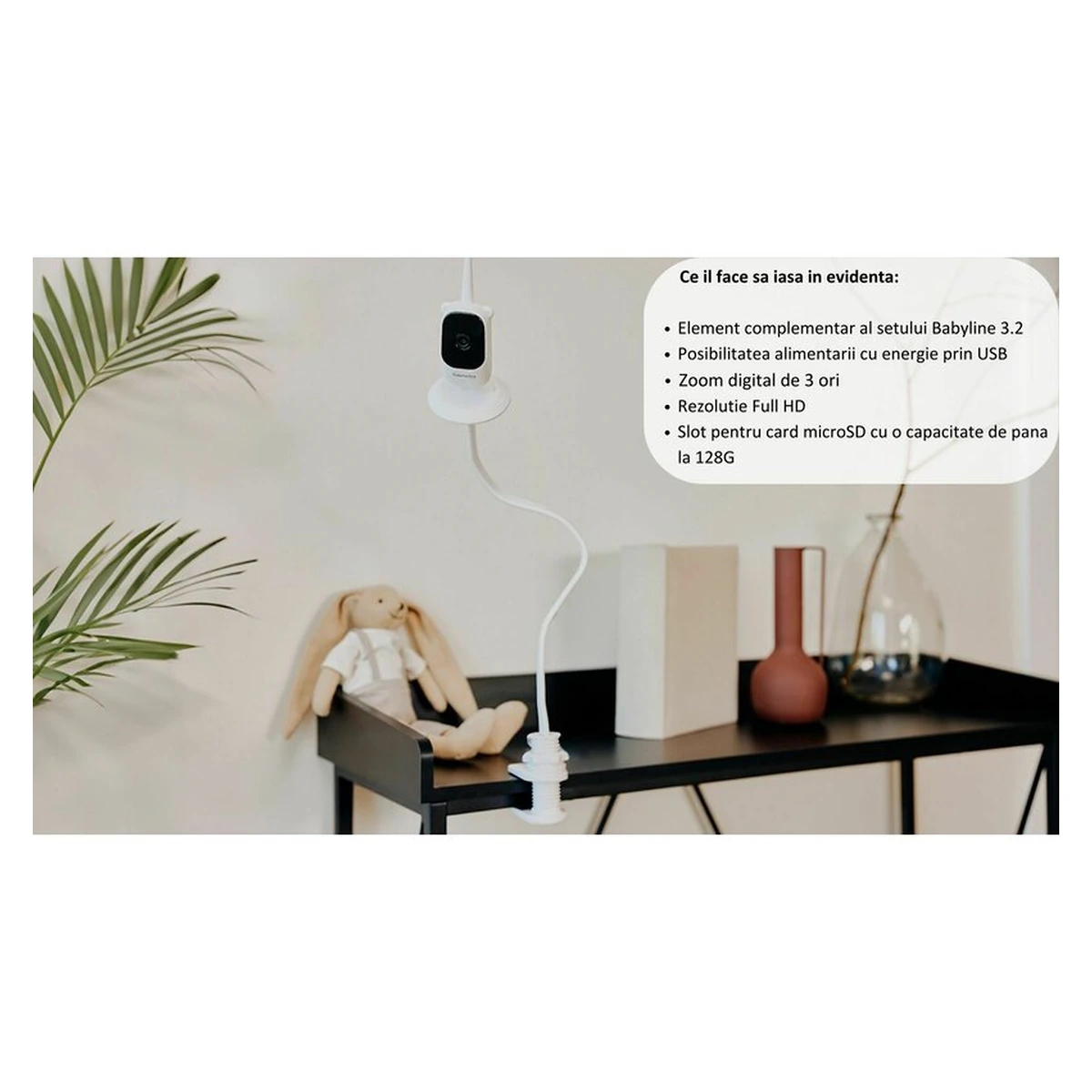 Camera aditionala, Lionelo, Babyline 3.2, Full HD, Zoom digital 3x, mod de noapte, Alb [12]