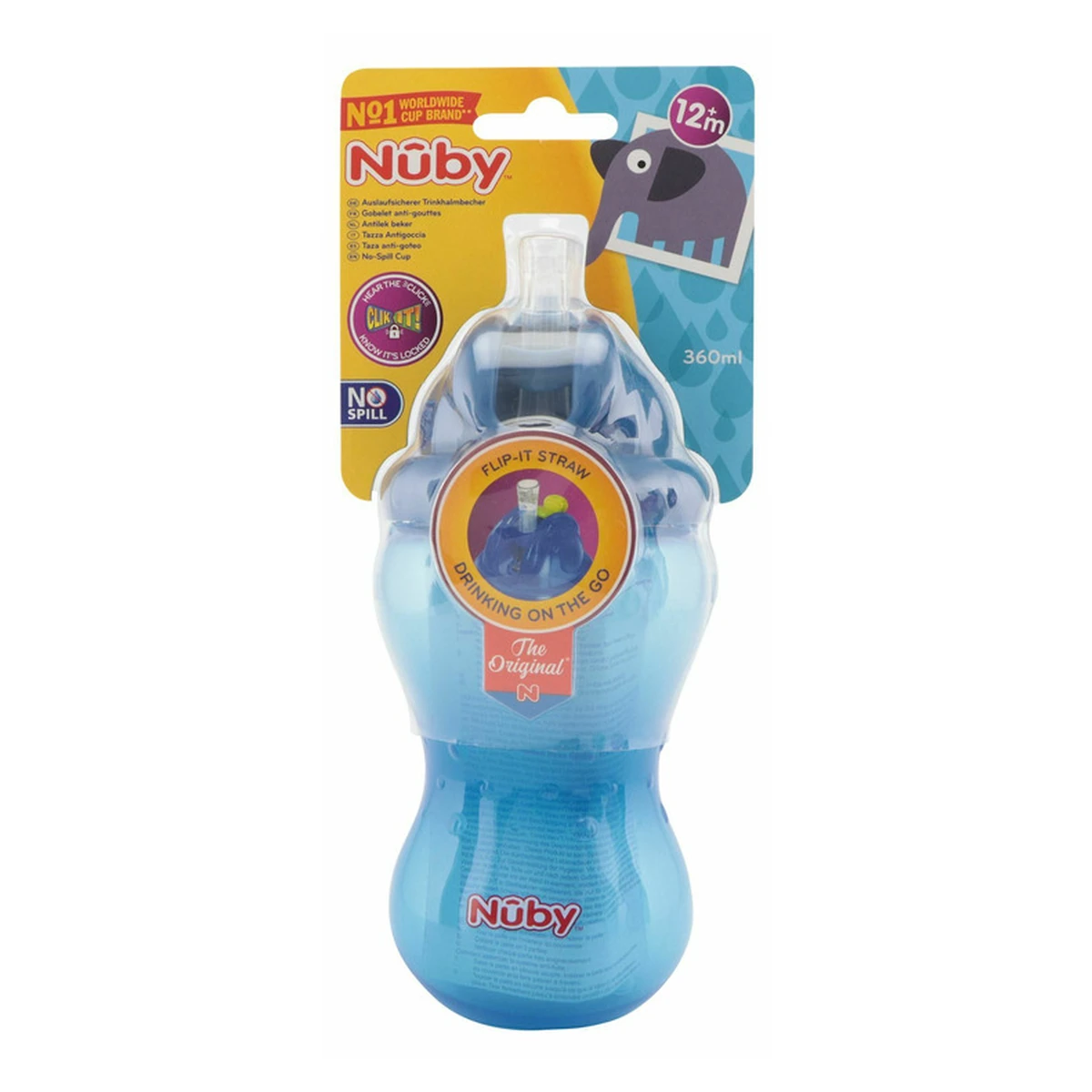 Cana cu pai, Nuby, 360 ml, 12+ luni, Albastru inchis [3]