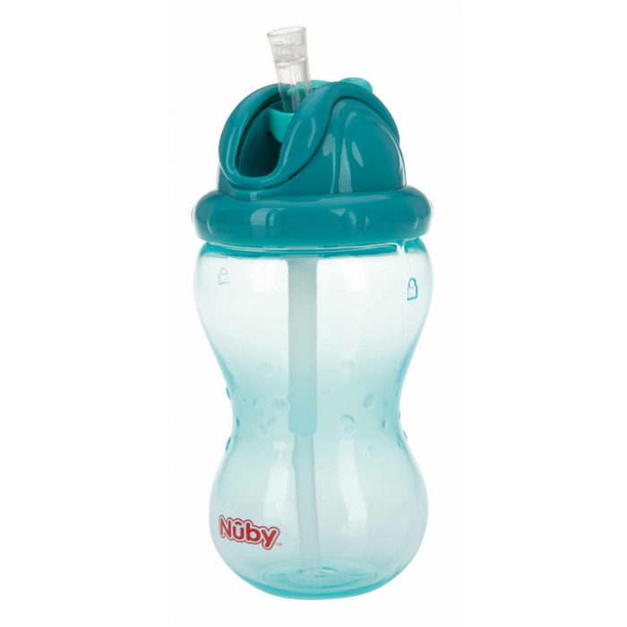 Cana cu pai, Nuby, 360 ml, 12+ luni, Albastru [1]