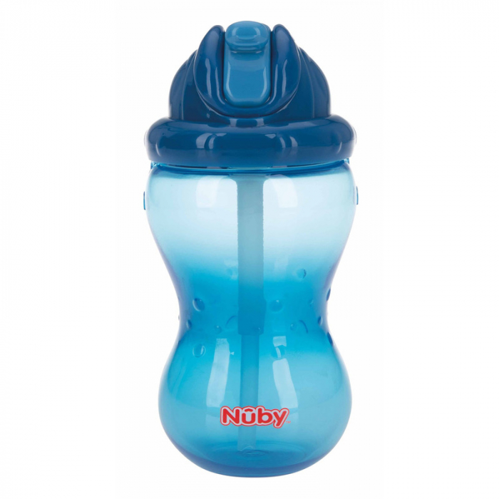Cana cu pai, Nuby, 360 ml, 12+ luni, Albastru inchis [2]
