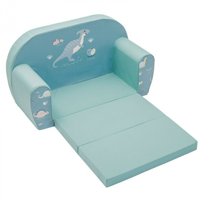 Canapea extensibila pentru copii, New Baby, Din spuma, Husa din bumbac, 42x78x35, 9 luni-5 ani, Dinosaur [2]