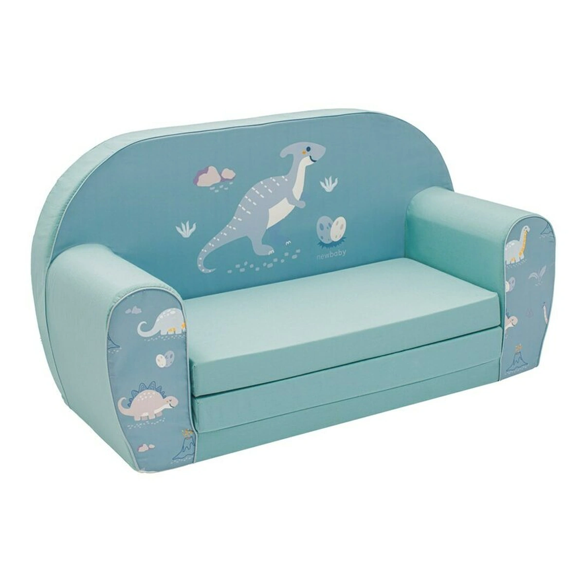 Canapea extensibila pentru copii, New Baby, Din spuma, Husa din bumbac, 42x78x35, 9 luni-5 ani, Dinosaur [2]