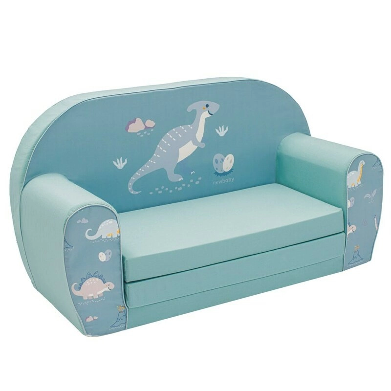 Canapea extensibila pentru copii, New Baby, Din spuma, Husa din bumbac, 42x78x35, 9 luni-5 ani, Dinosaur [1]