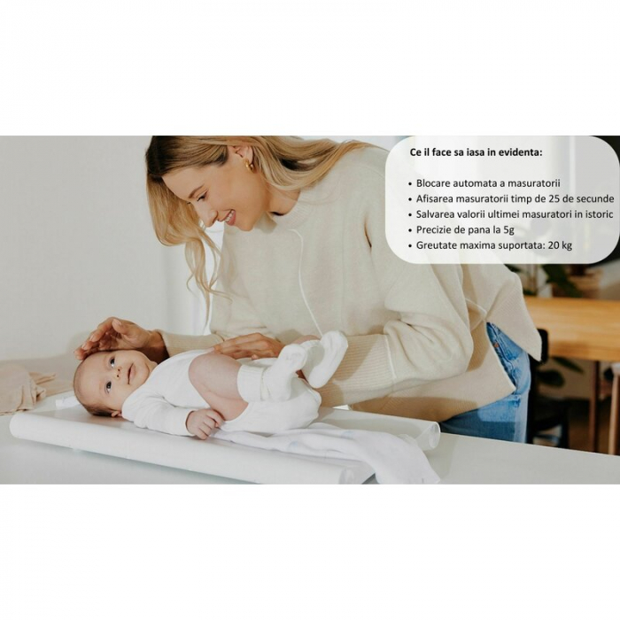 Cantar electronic, Lionelo, Pentru bebelusi, Pana la 20 kg, Alb [12]