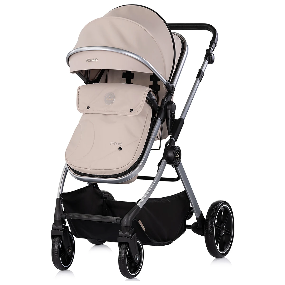 Carucior Chipolino Pearl 2 in 1, Sezut reversibil, Husa de picioare, Gentuta parinti, Pana la 22 kg, Latte [3]