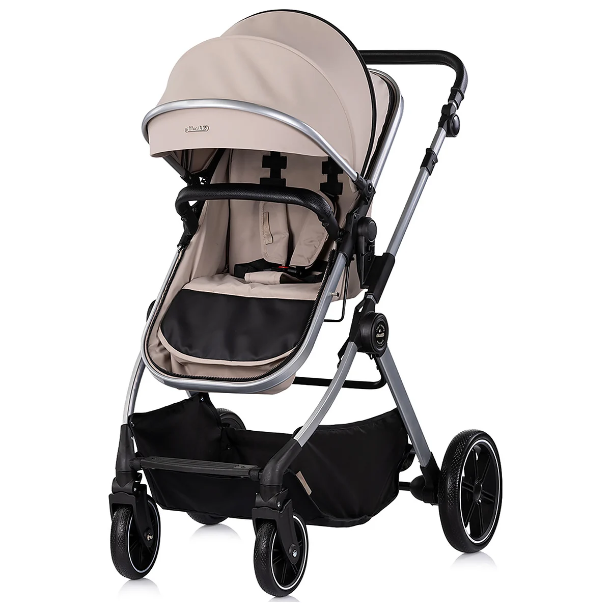 Carucior Chipolino Pearl 2 in 1, Sezut reversibil, Husa de picioare, Gentuta parinti, Pana la 22 kg, Latte [2]