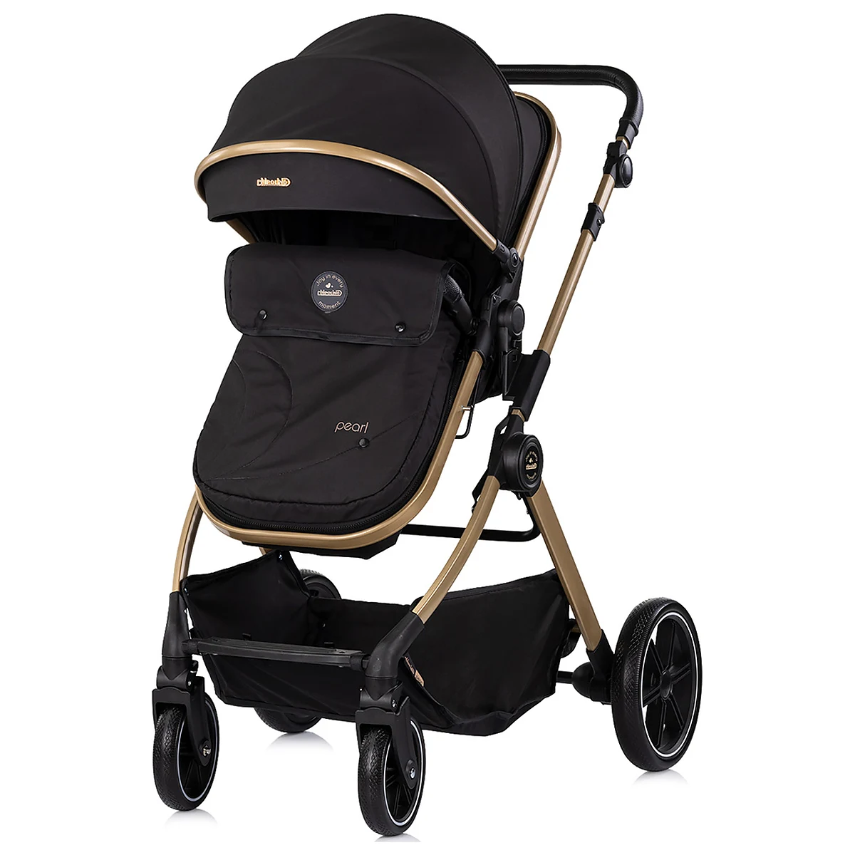 Carucior Chipolino Pearl 2 in 1, Sezut reversibil, Husa de picioare, Gentuta parinti, Pana la 22 kg, Noir [3]